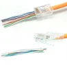 Conector macho RJ45 CAT6 UTP pasante cable rigido s/guía. bolsa 100 unidades.