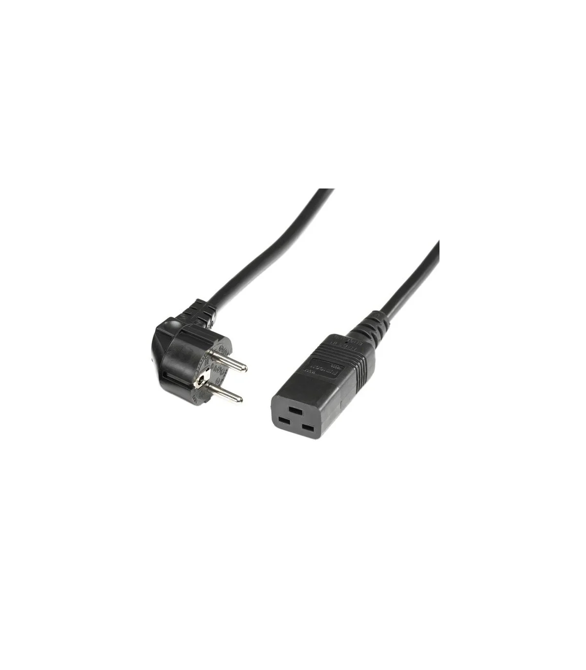 Cable AlimentaciónSchuko Acodado a IEC320-C19 2 metros NEGRO 16A/250V