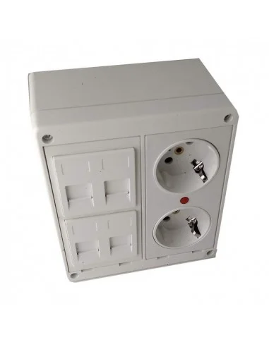 Kit caja superficie 2 schuko 4 RJ45