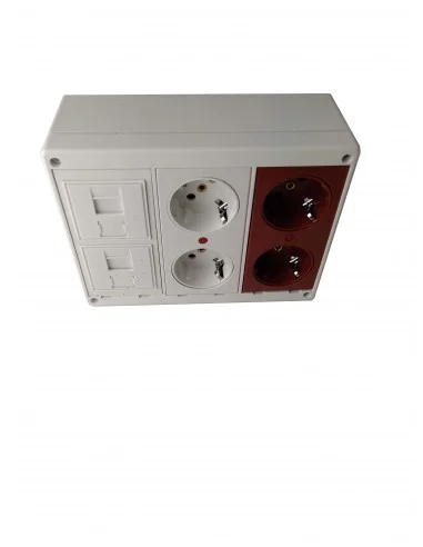 Kit caja superficie 4 schukos 2 RJ45