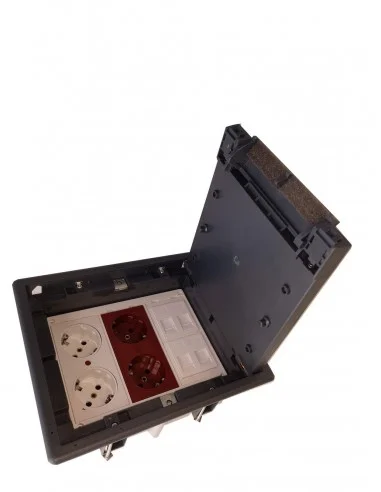 Caja de suelo kit 4 schukos y 4 RJ45