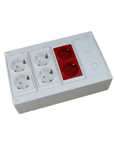 Kit caja superficie 6 schukos 2 RJ45